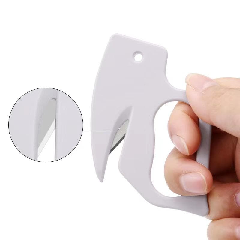 Plastic Letter Opener Mini Sharp Letter Mail Envelope Security Documents Opener Guarded Cutter Blade Office Equipment white