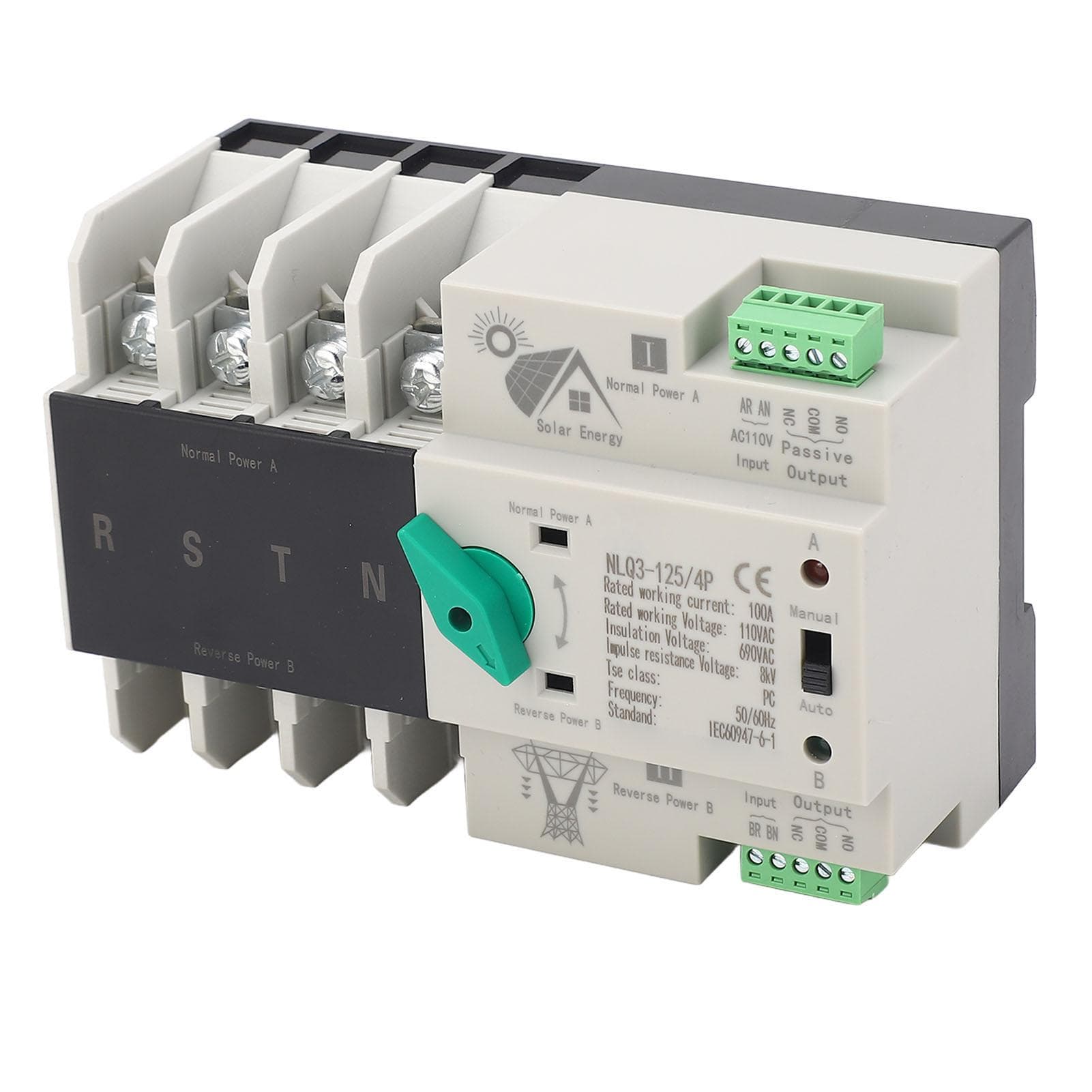 Dual Power Automatic Transfer Switch 4P Millisecond Switching Back Up Power Transfer Switch 110VAC