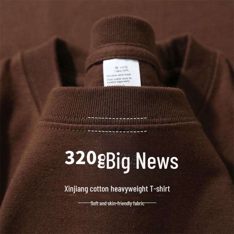 320g Heavyweight White Cotton Short-Sleeve T-Shirt for Men and Women - Thick, Non-Transparent, Loose Fit, Perfect for Summer. S [90-110 jin]