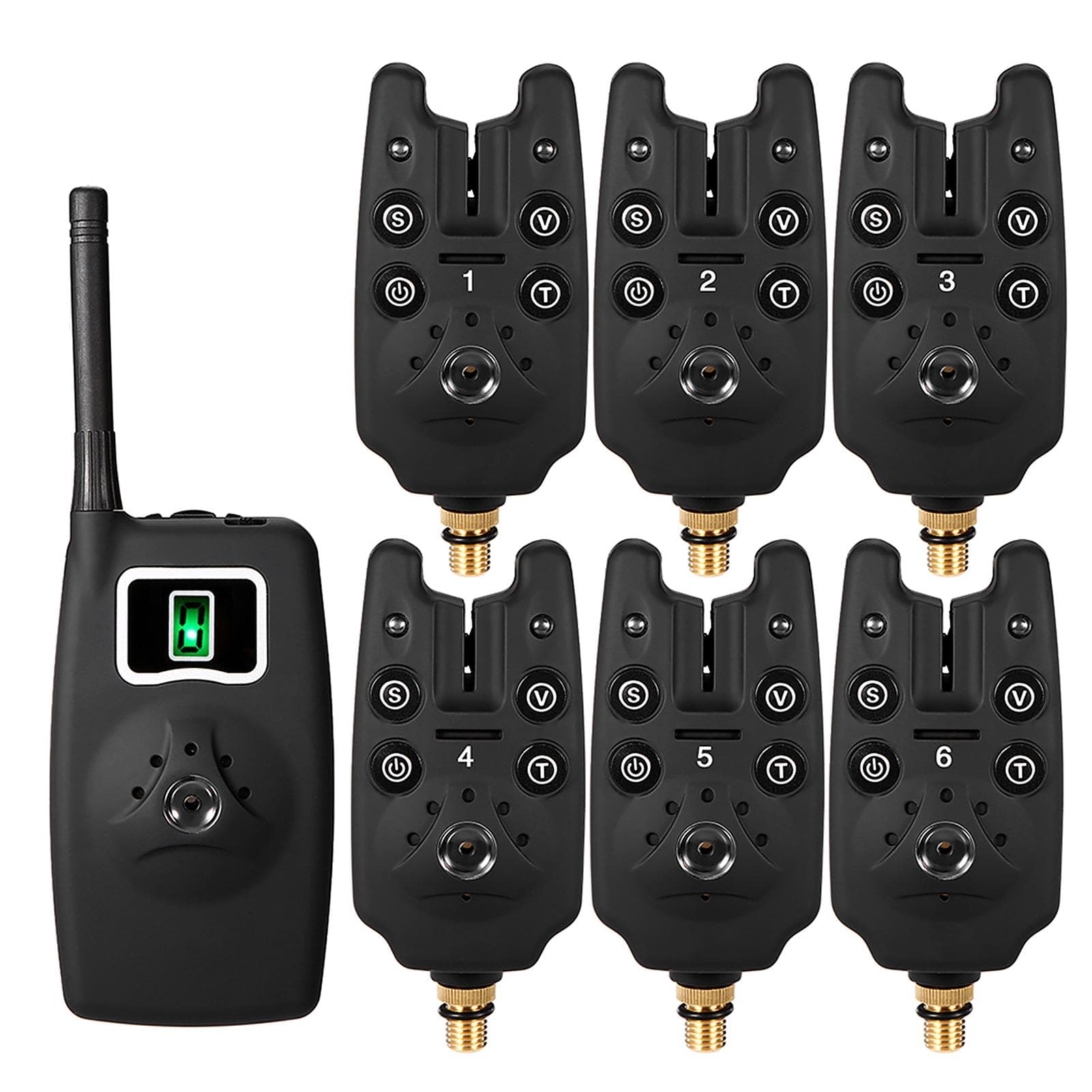 Lixada Wireless Fishing Bite Alarms Set Digital Fishing Alarm Kit LED Alarm Indicator Alert Bell JY-19-6