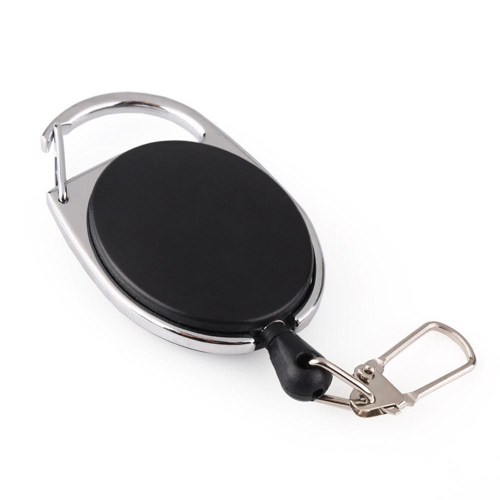 Ramidos Metal Retractable Key Chain Card Badge Holder Steel Recoil Ring Pull Belt Clip One Size black