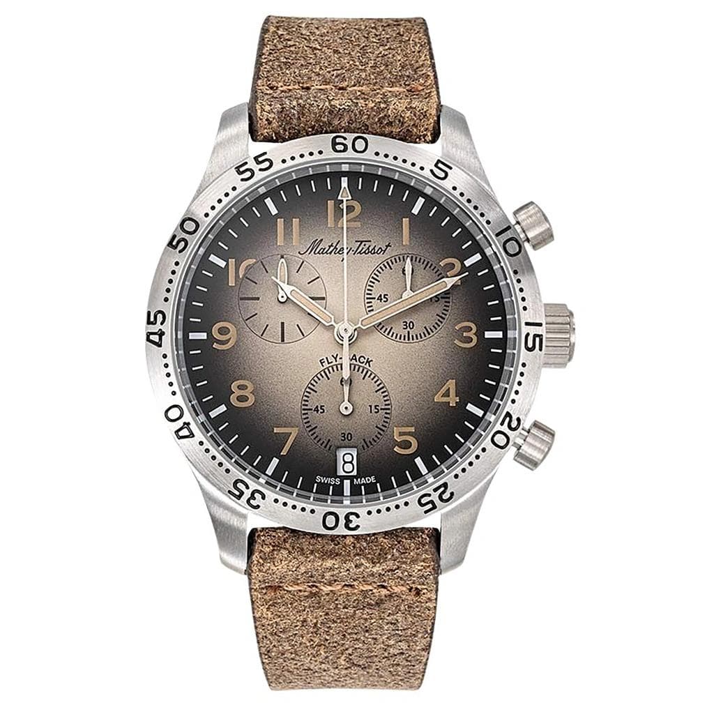 Mathey-Tissot Type 21 Flyback Chronograph Leather Strap Brown Dial Quartz H1821CHALM Men's Watch brown