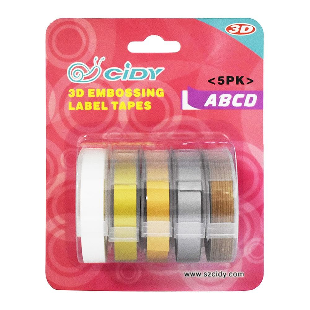 5 Pack Replacement for Label Maker Refills 9mm*300cmRoll Manual Embossing Label Tape Refills Combo B