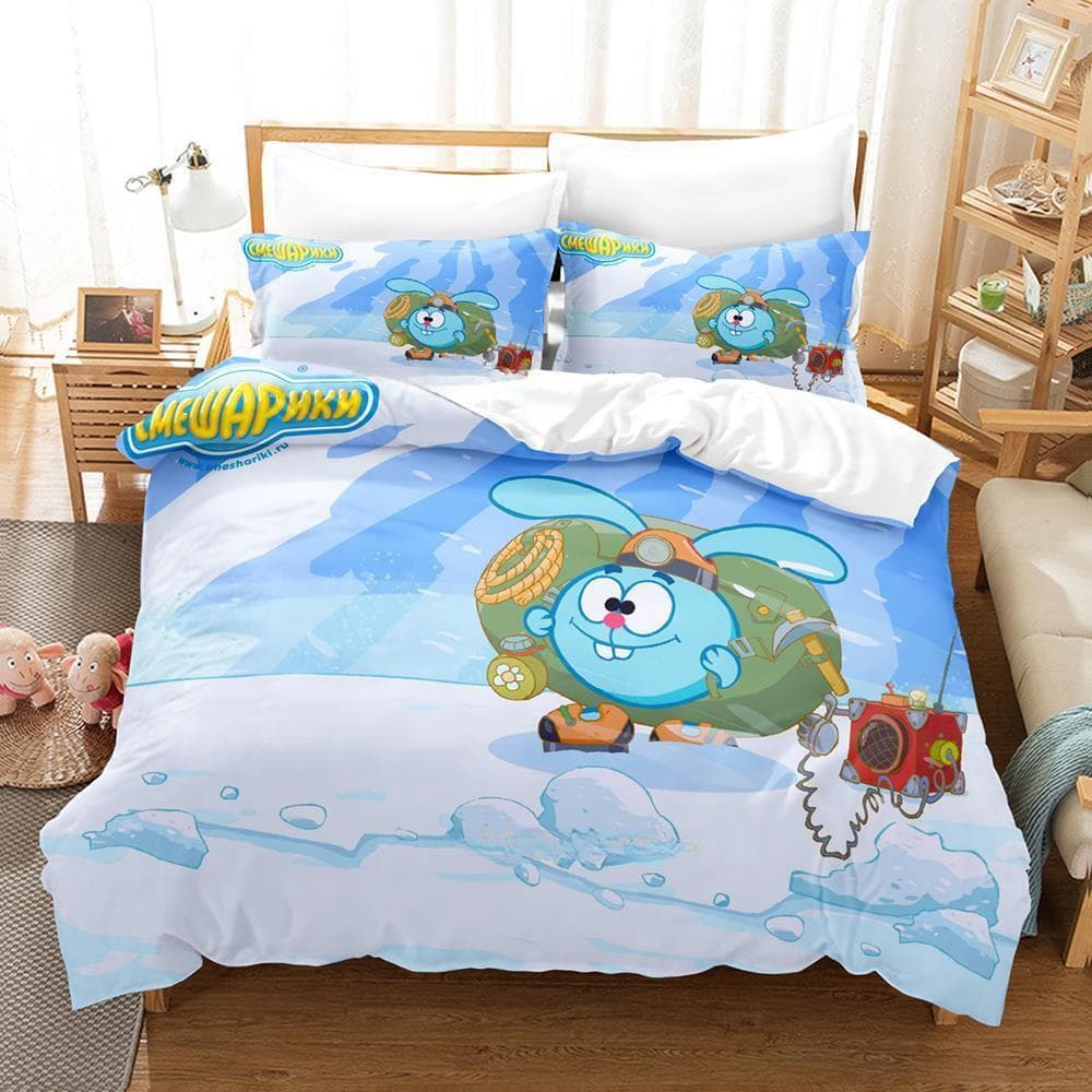 Smeshariki Bedding Set Single Twin Full Queen King Size Bed Set Adult Kid Bedroom Duvet cover Sets 3D Print Anime Bed Sheet Set US Full 200x230cm