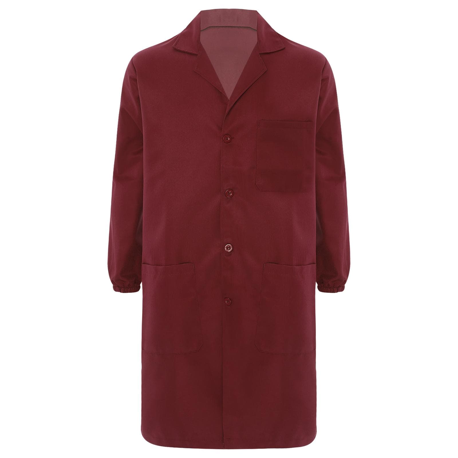 Unisex Work Coat Lapel V Neck Long Sleeve Dustproof Lab Jacket for Industrial Use 195/5XL red
