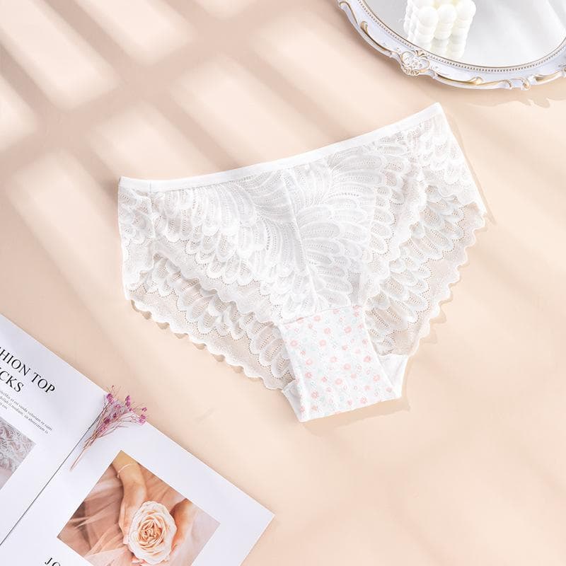 CFSC Women's Large Size Underwear Solid Color Print Lace Underwear XXXXL pink/white