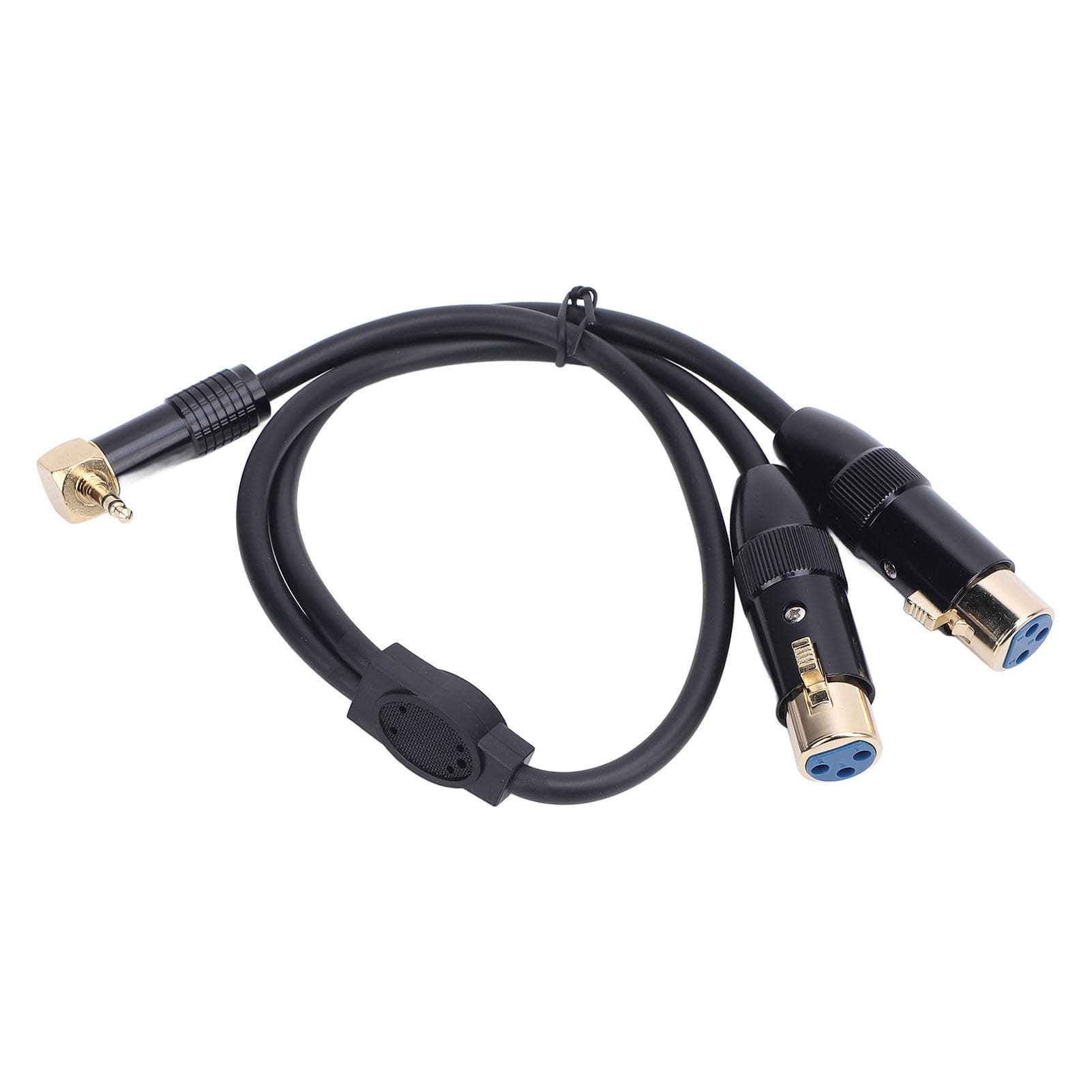 XLR to 3.5mm Y Splitter Cable Right Angle 90 Degree 3.5mm Jack Stereo Male to 2 XLR Female