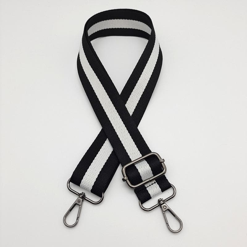 Adjustable Striped Canvas Crossbody Strap for Women's Bags