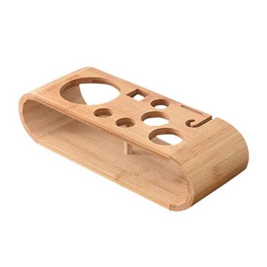 Wooden 9-Piece Bartender Tool Holder Stand Bamboo Cocktail Shaker Set Organizer Storage Display Rack Free Standing Bartender Kit Holder