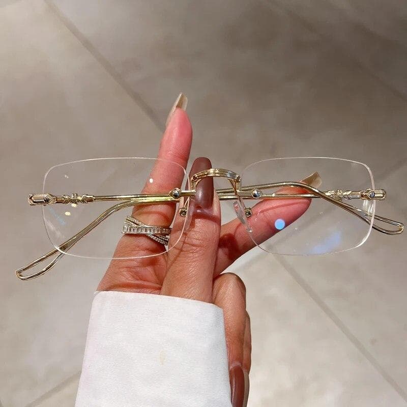 KAMMPT Rimless Rectangle Sunglasses Men Women Vintage Fashion Brand Design Ocean Lenses Sun Glasses UV Protection Other