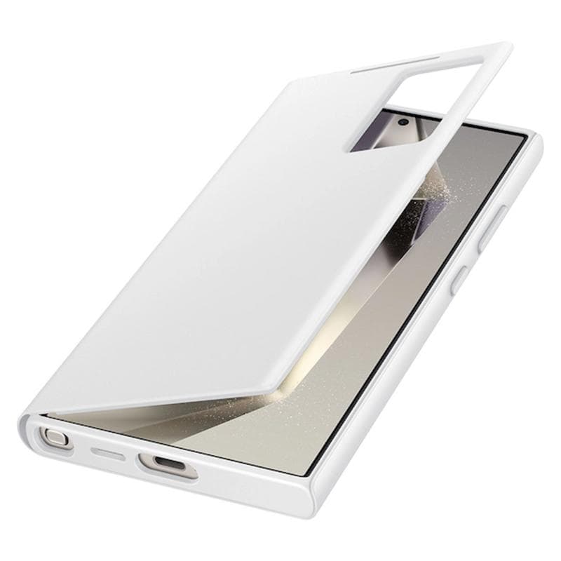 Smart View Wallet Flip Case For Samsung Galaxy S24 Ultra SM-S928B Smart View Phone Case Cover white