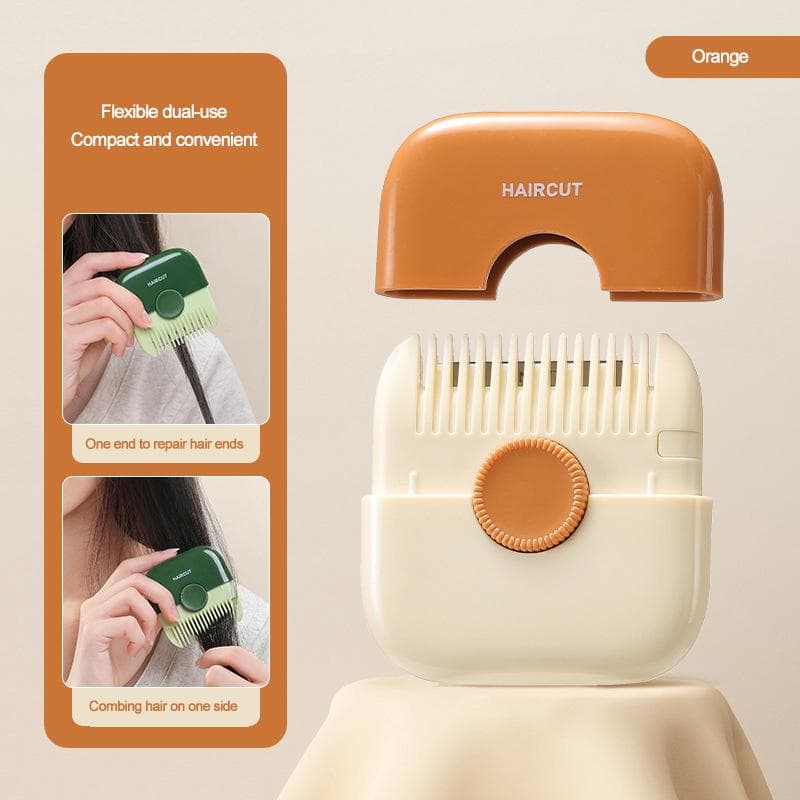 2 In 1 Hair Trimmer And Comb Multi-Functional Split Ends Hair Cutter Portable Haircutting Tools Home DIY Hair Styling Tool orange
