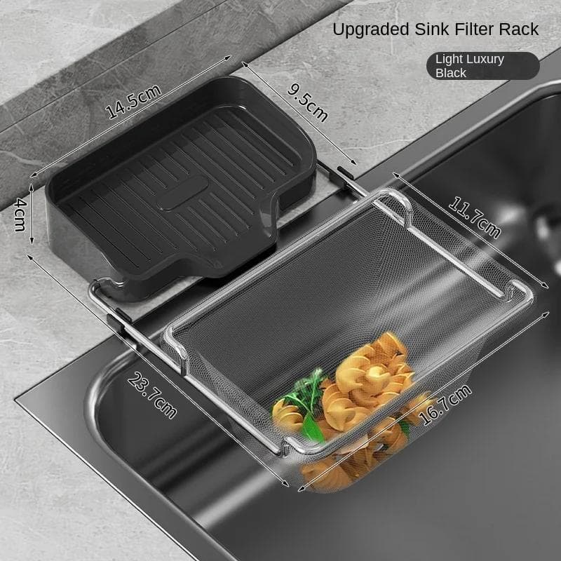Kitchen Sink Filter Spone Drain Basket Garbage Filter Shelf Strainer Leftover Sink Hanging Rack Multifunctional Drainage Basket black