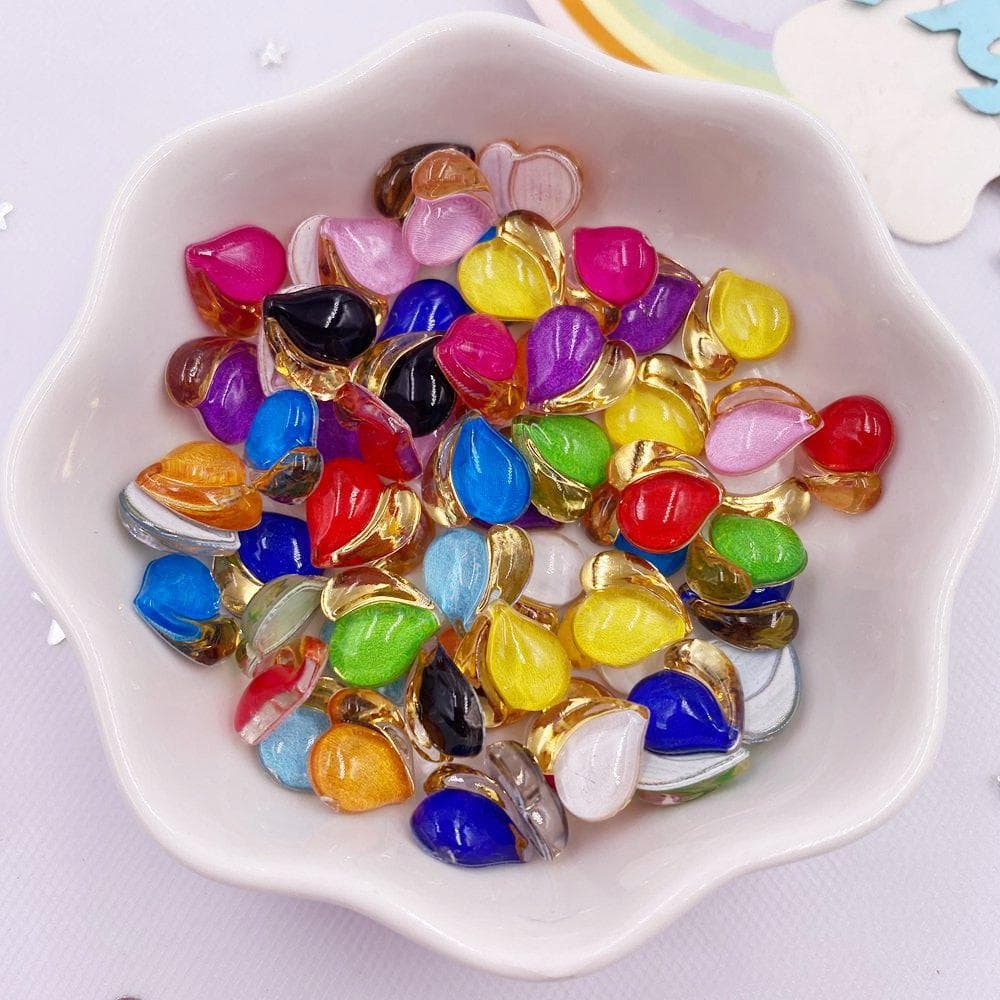 50pcs Resin Cute Colorful 10mm Phnom Penh Love Heart Crystal Gem Flatback Rhinestone Applique DIY Wedding Scrapbook Nails Craft 8mm