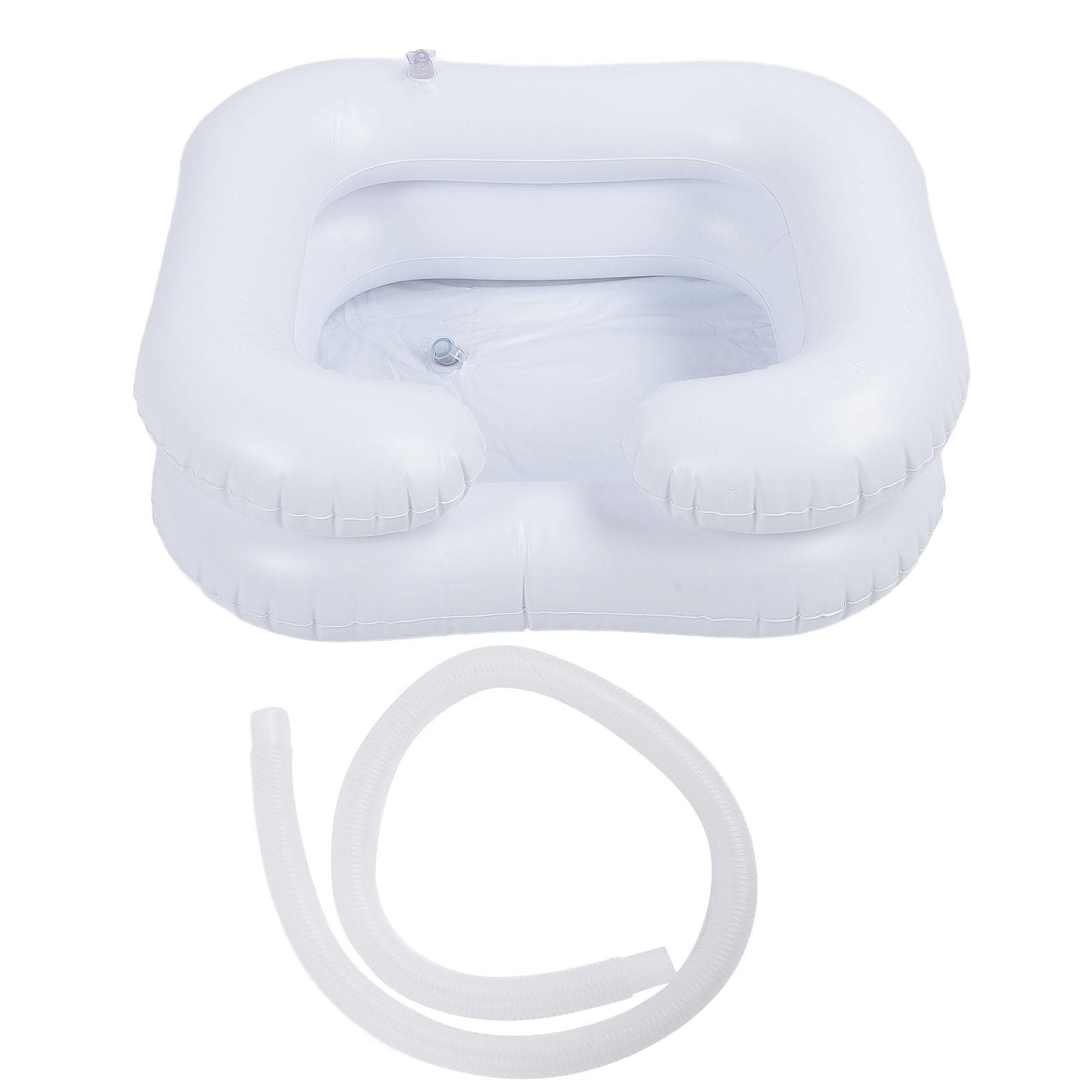 Inflatable Shampoo Basin PVC Portable Leakproof Folding Hair Washing Tray for Elderly Pregnant white