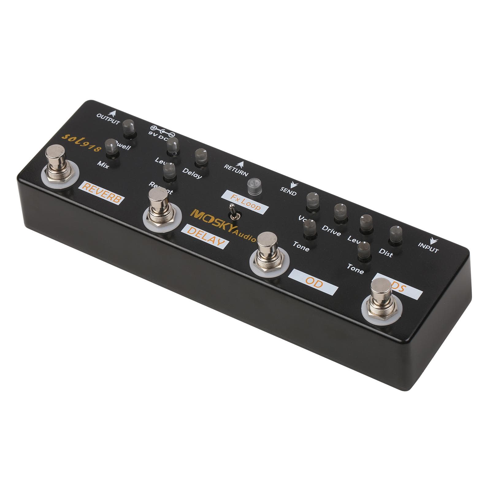 MOSKY Audio SOL918 5-in-1 Multi Effect Pedal Combined Effect Guitar Pedal True Bypass Multi-in-one black
