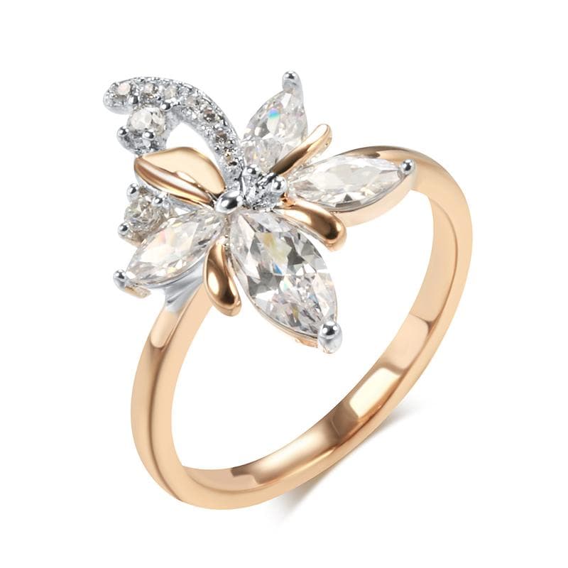 Luxury Zircon Flower Gold Silver Color Women Wedding Rings Trendy Jewelry Gift 8