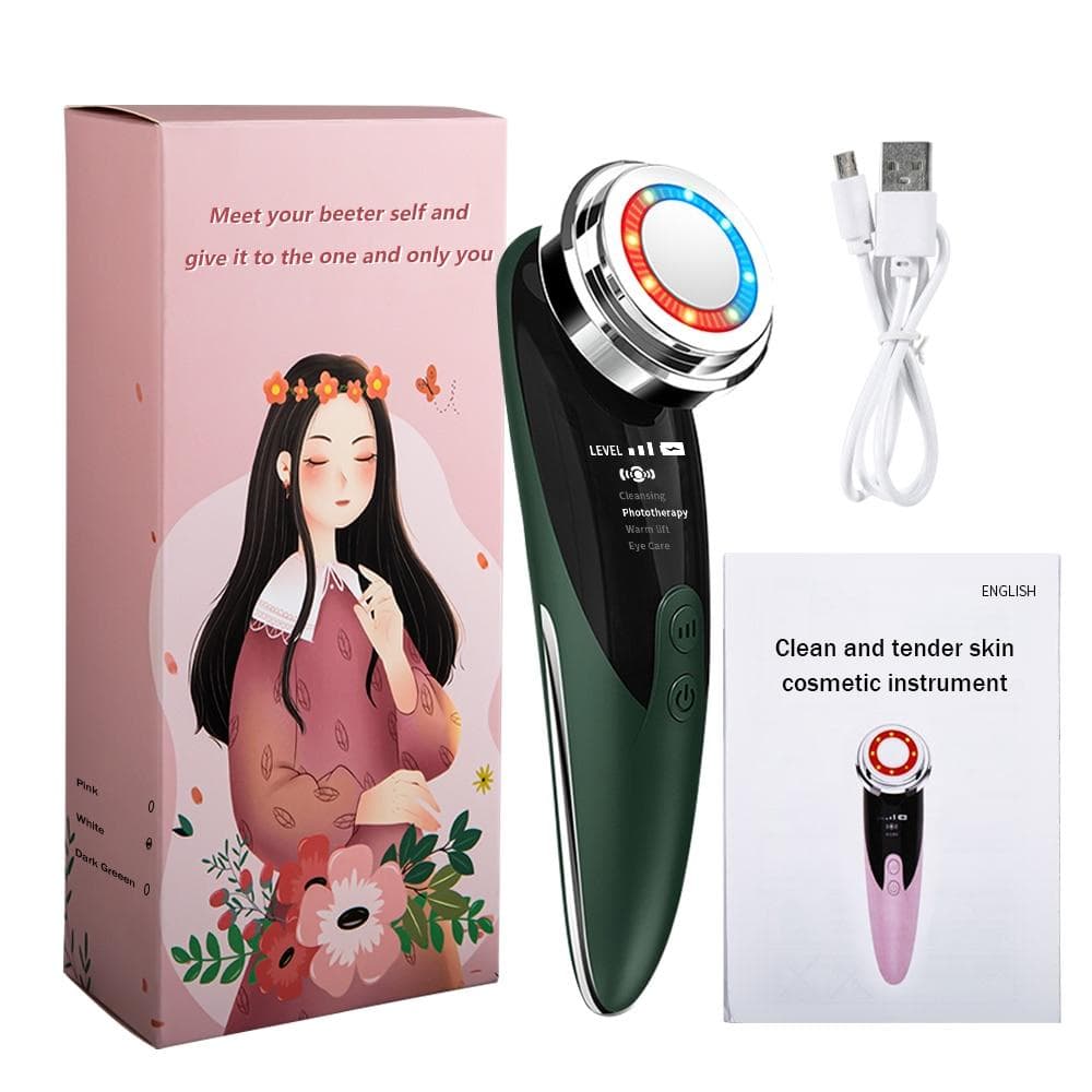 Face Massager Facial Lifting Firming Beauty Vibration Face Cleaning Instrument green