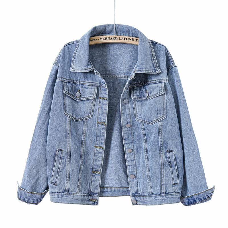 Women's Retro Blue Denim Jacket Women's Loose Tops XXL blue