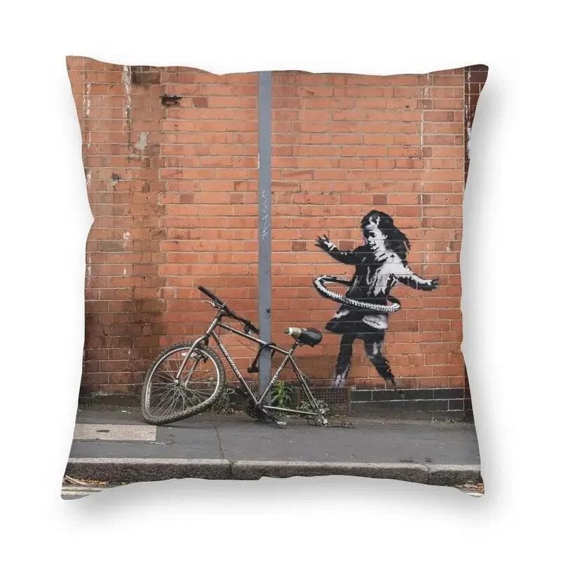 Banksy Uncovering Graffiti Pillow Cover Home Decor Cushion Sofa Street Art Cushion Cover Throw Pillow for Car Decorative Cushoin 50x50cm