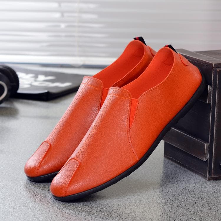 Men's Single Casual Shoes Slip-on Spring Tide Low Help Lazy Shoes Flat Single Shoe Driving Men's Shoes 44 orange