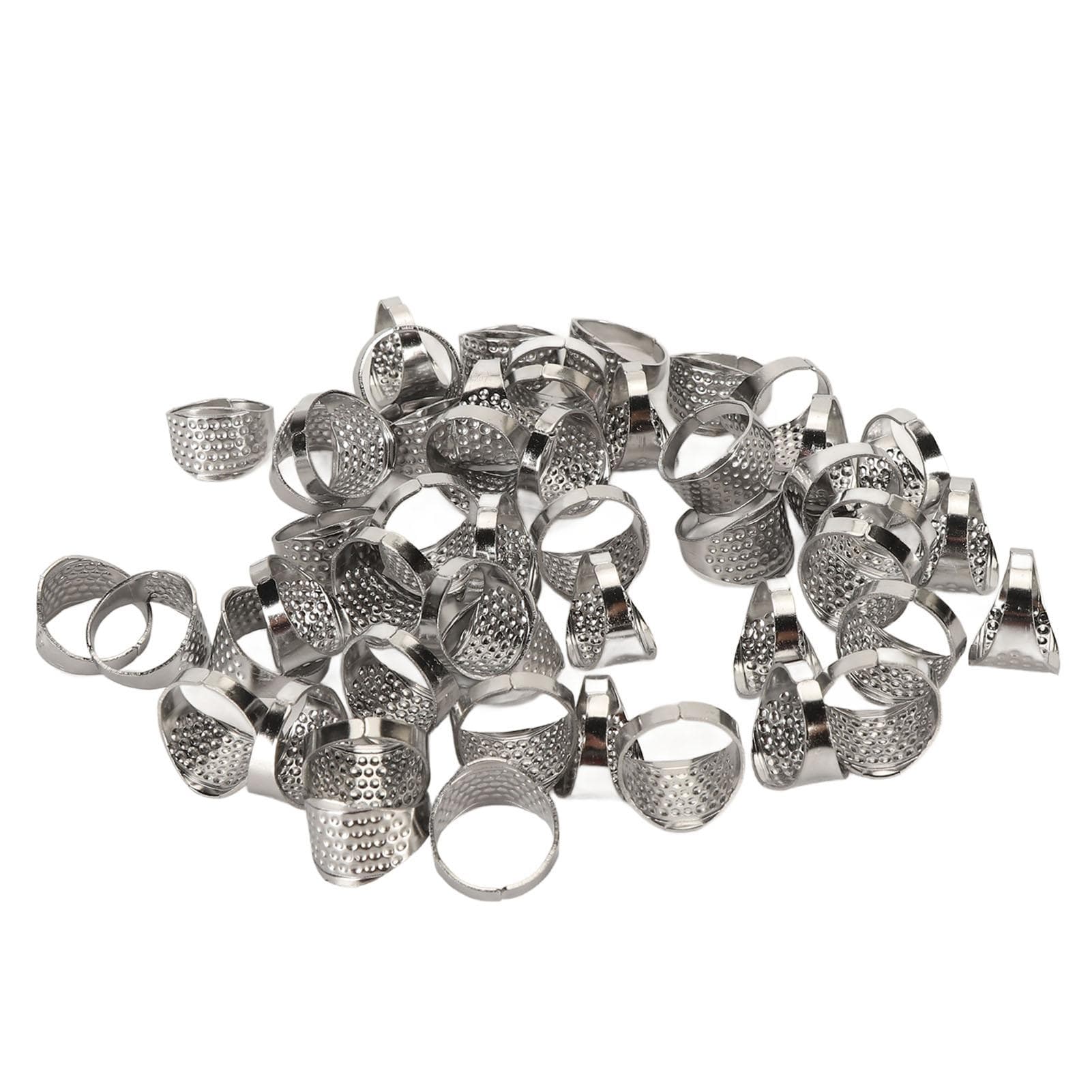 50pcs Metal Sewing Thimble Adjustable Size Rust Resistant DIY Tool Quilting Finger Protector Finger