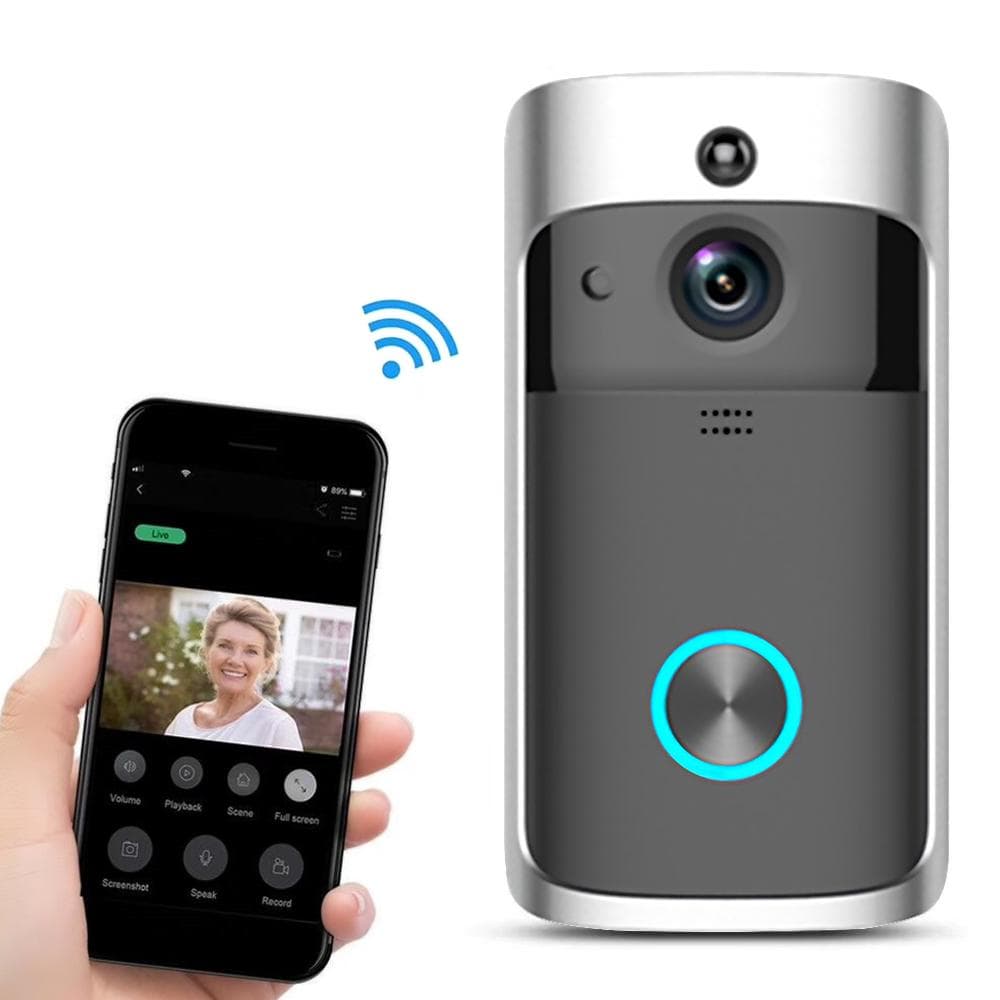 V5 Wireless Video Doorbell Camera HD 720P WiFi Home Security Camera with 2CH Audio/Motion black