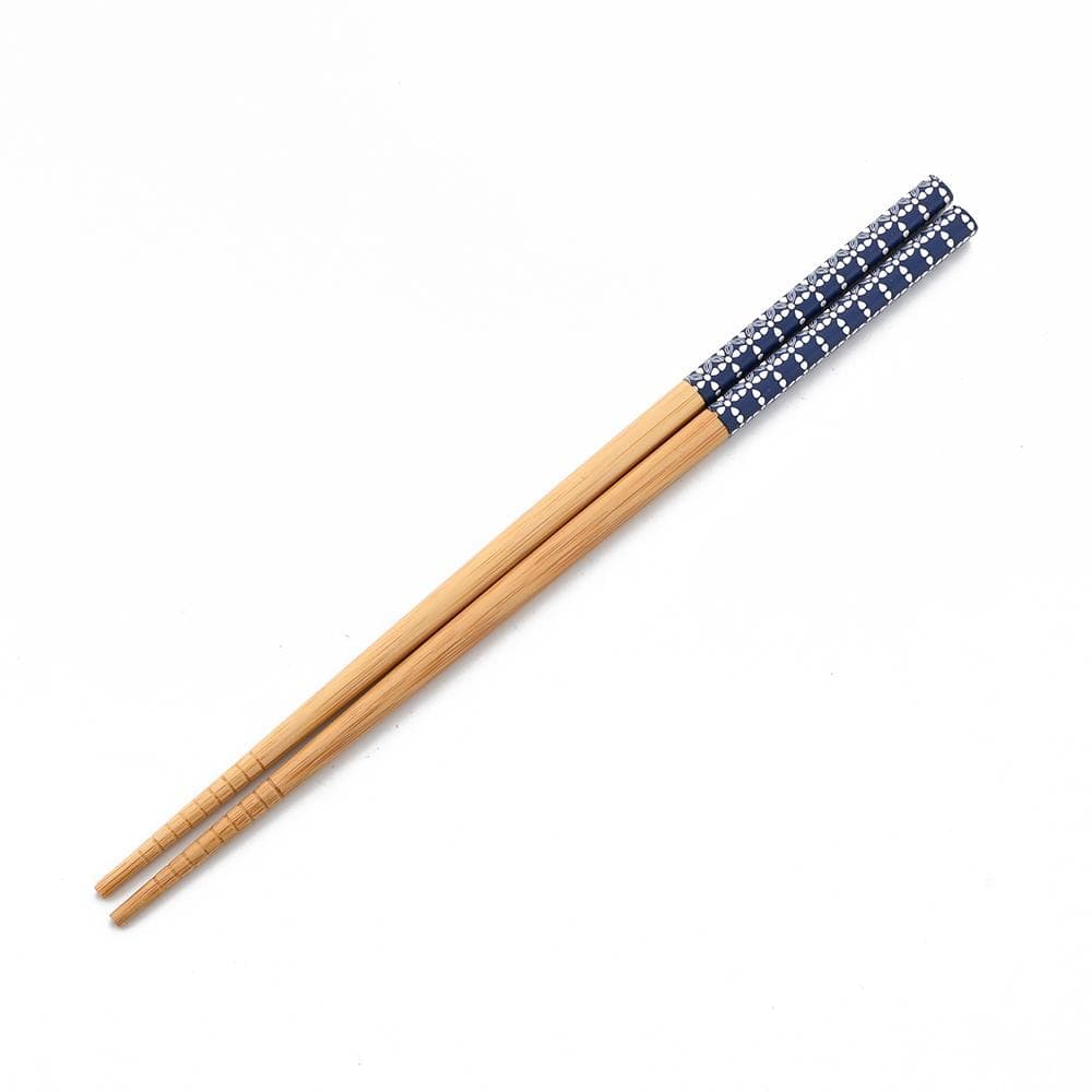 1Pair Blue Reusable Handmade Chopstick Bamboo Japanese Natural Wood Chopsticks Sushi Food Flower Wooden Chop Sticks Tableware 1Pair