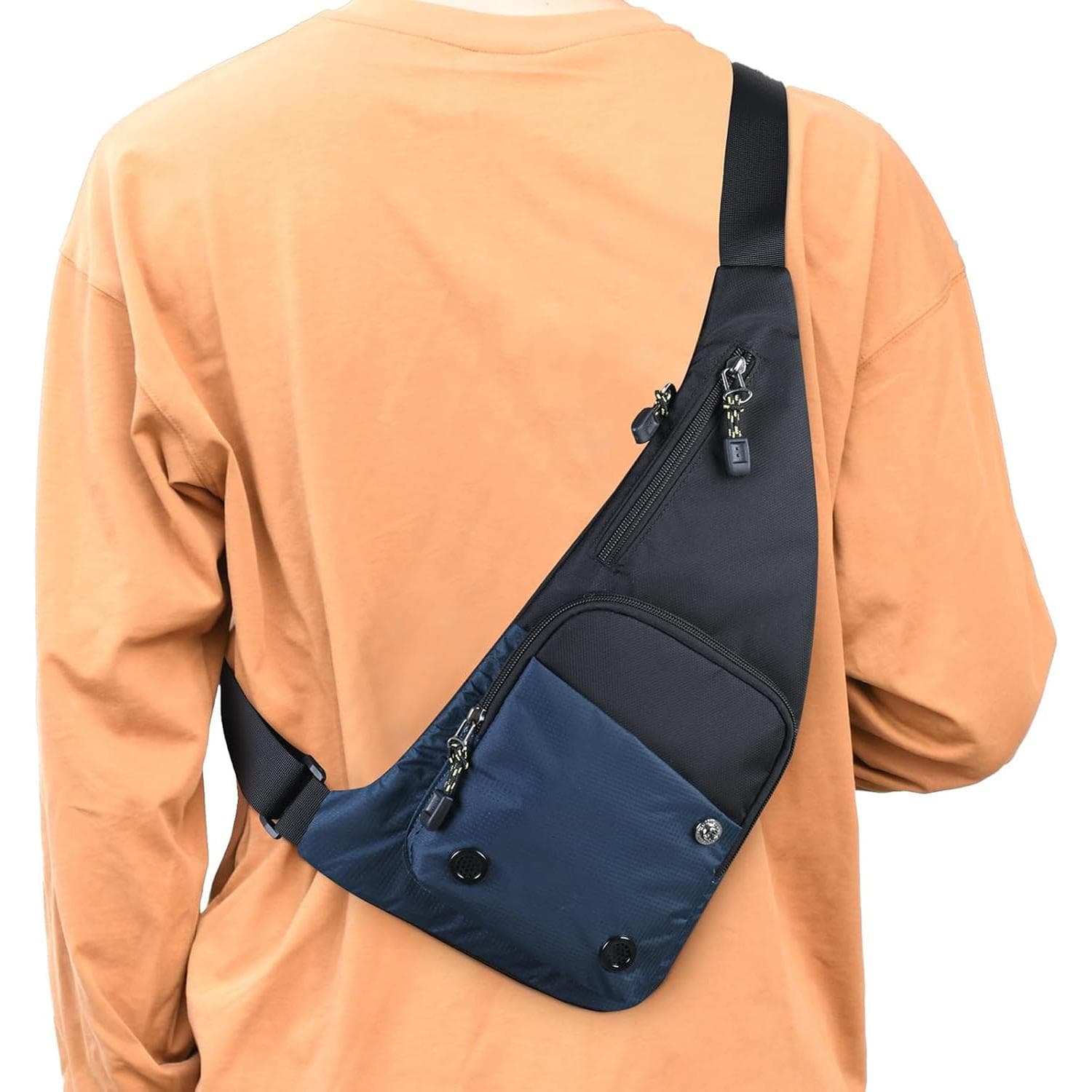 Waterproof Sling Bag Crossbody Bag For Men Slim Chest Backpack Man Purse Small Shoulder Bag For Travel Hiking blue