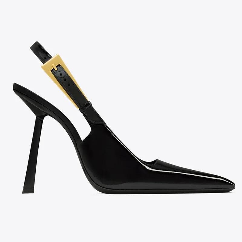 New Summer Women's High Heels Pointed Toe Stiletto Fashion Single Shoes with Patent Leather Buckle High Heels 39