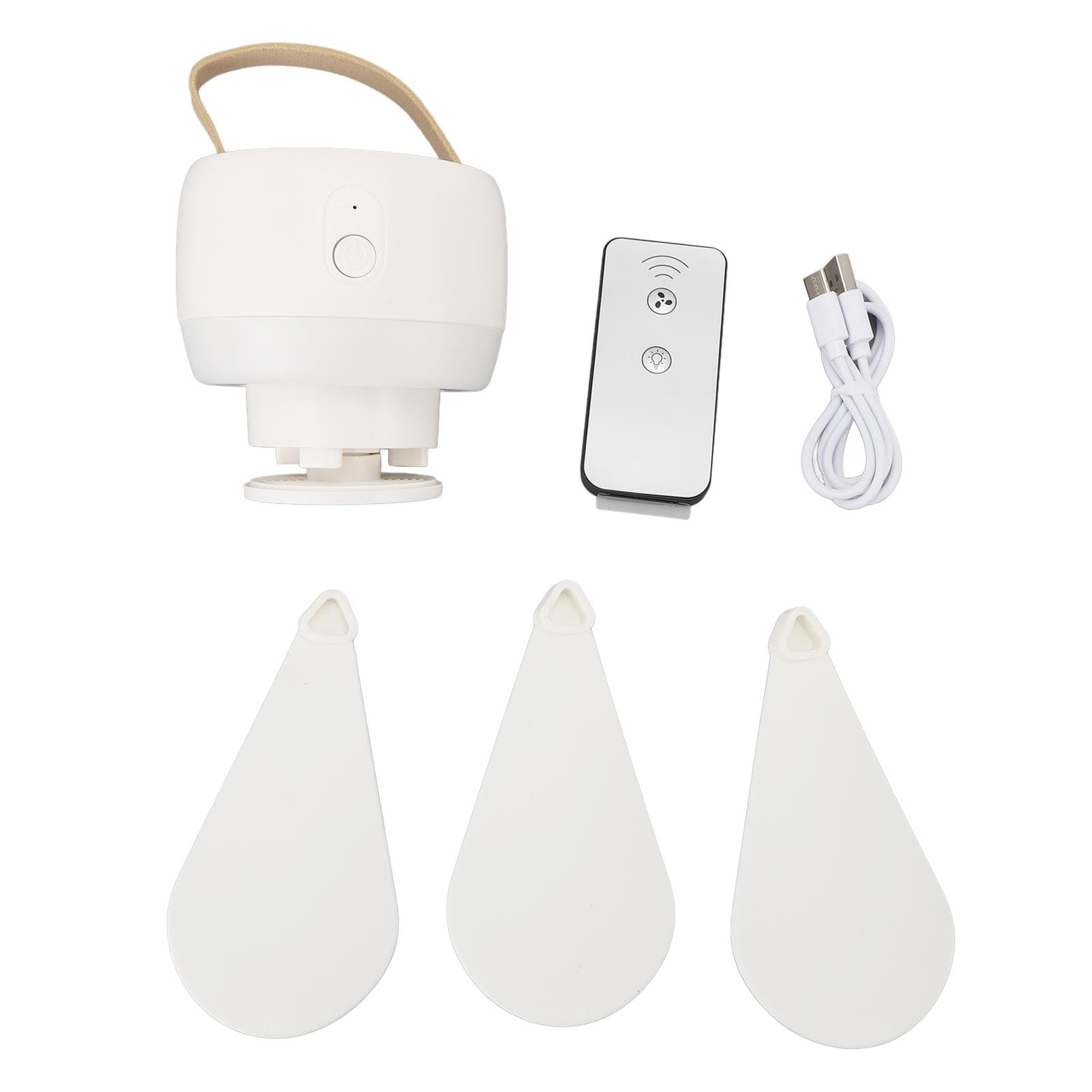 Fan Light Remote Control Rechargeable Quiet 3 Speeds Cordless Portable Hanging Fan Light for