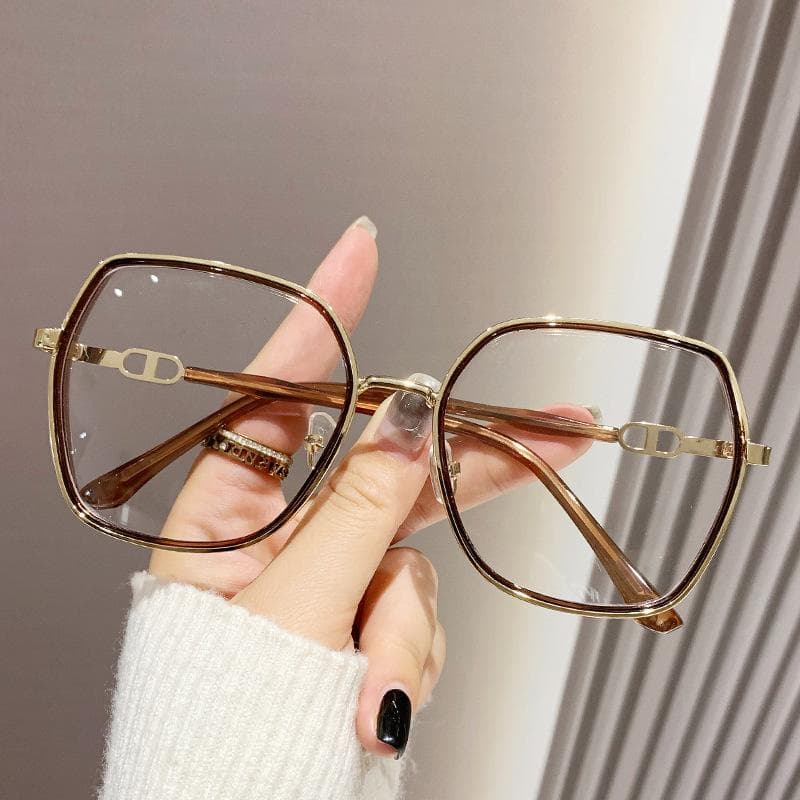 Vintage Square Metal Glitter Frame Reading Glasses Women Oversized Optical Anti Blue Light Prescription Eyewear 1.5