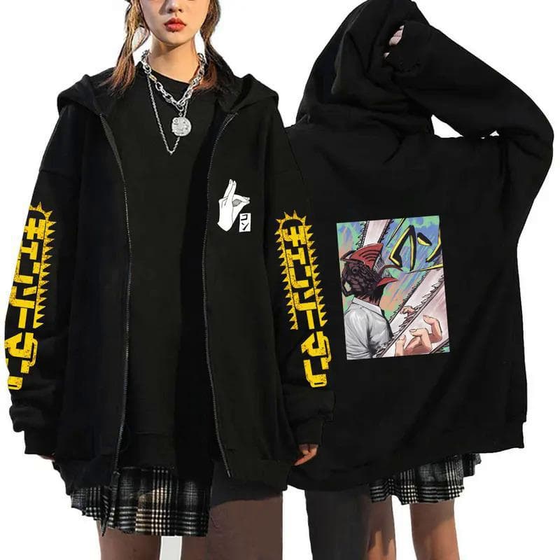 Anime Chainsaw Man Zip Hoodies Sweatshirts M