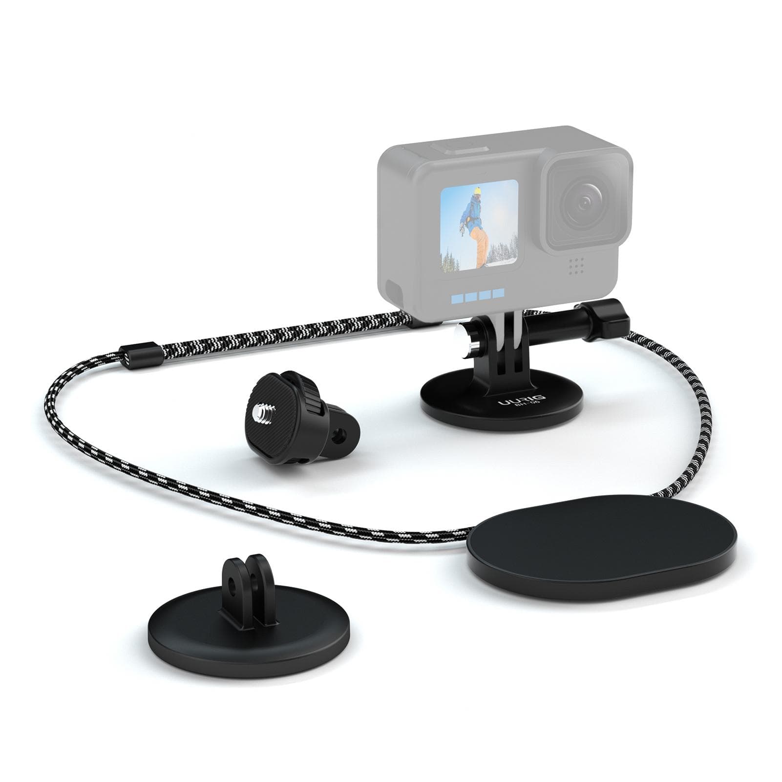 UURIG BH-06 Magnetic Sports Camera Neck Holder Mount Quick Release with 1/4 Inch Screw Adapter black
