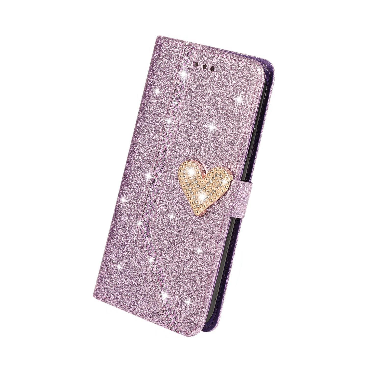 Glitter Bling Case For Samsung A22 A32 A72 A12 A42 A51 S22 Ultra S21 S20 FE Flip Leather Book Love Cover Samsung S22 purple