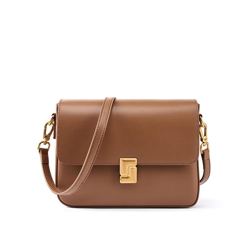 Leather Bag Women's Spring/summer Crossbody Bag Women's Commuter Shoulder Tofu Bag Small Square Bag Leather Bag brown