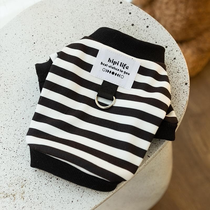 Spring and Autumn Simple Striped Cat Two Feet Traction Sweater Dog Casual Small and Medium Dog Pet Teddy Clothes XS