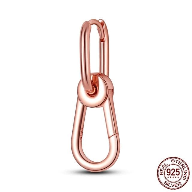 925 Silver Link Earring Styling Two -Ring Connector Dangle Charm Beads Fit Original Fashion Style Bracelet Jewelry Gift