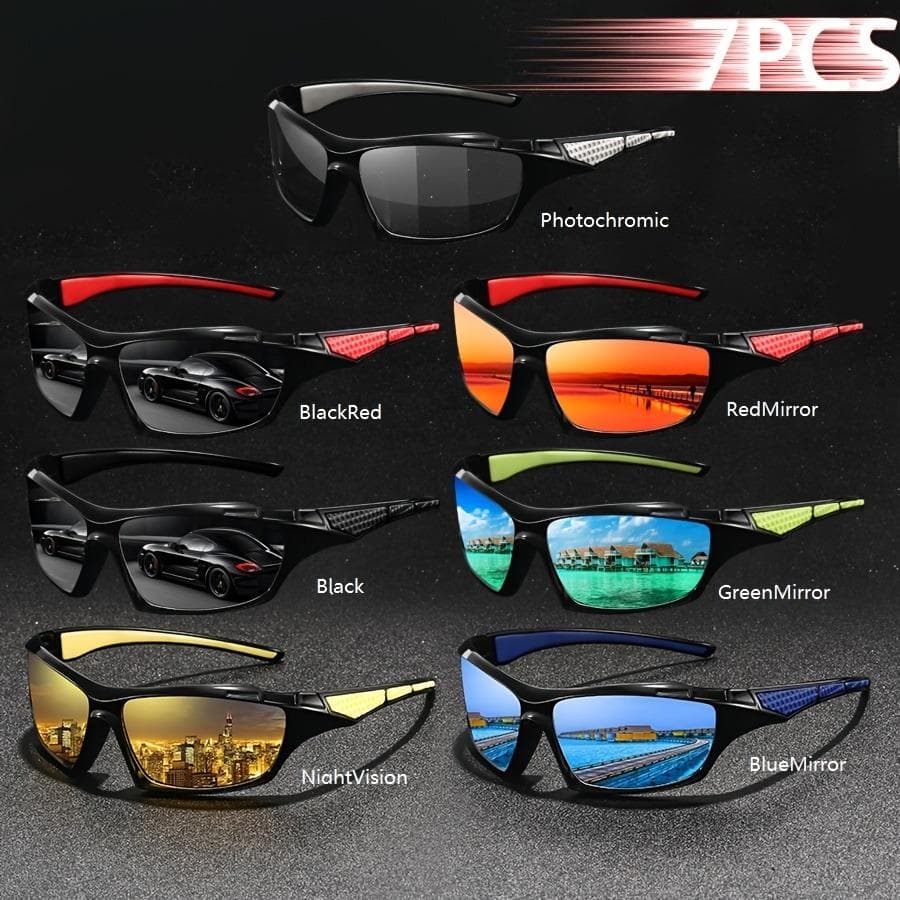 7 Pcs Retro Fashion Glasses for Men Women Sport Sunglasses Trendy Eyewear