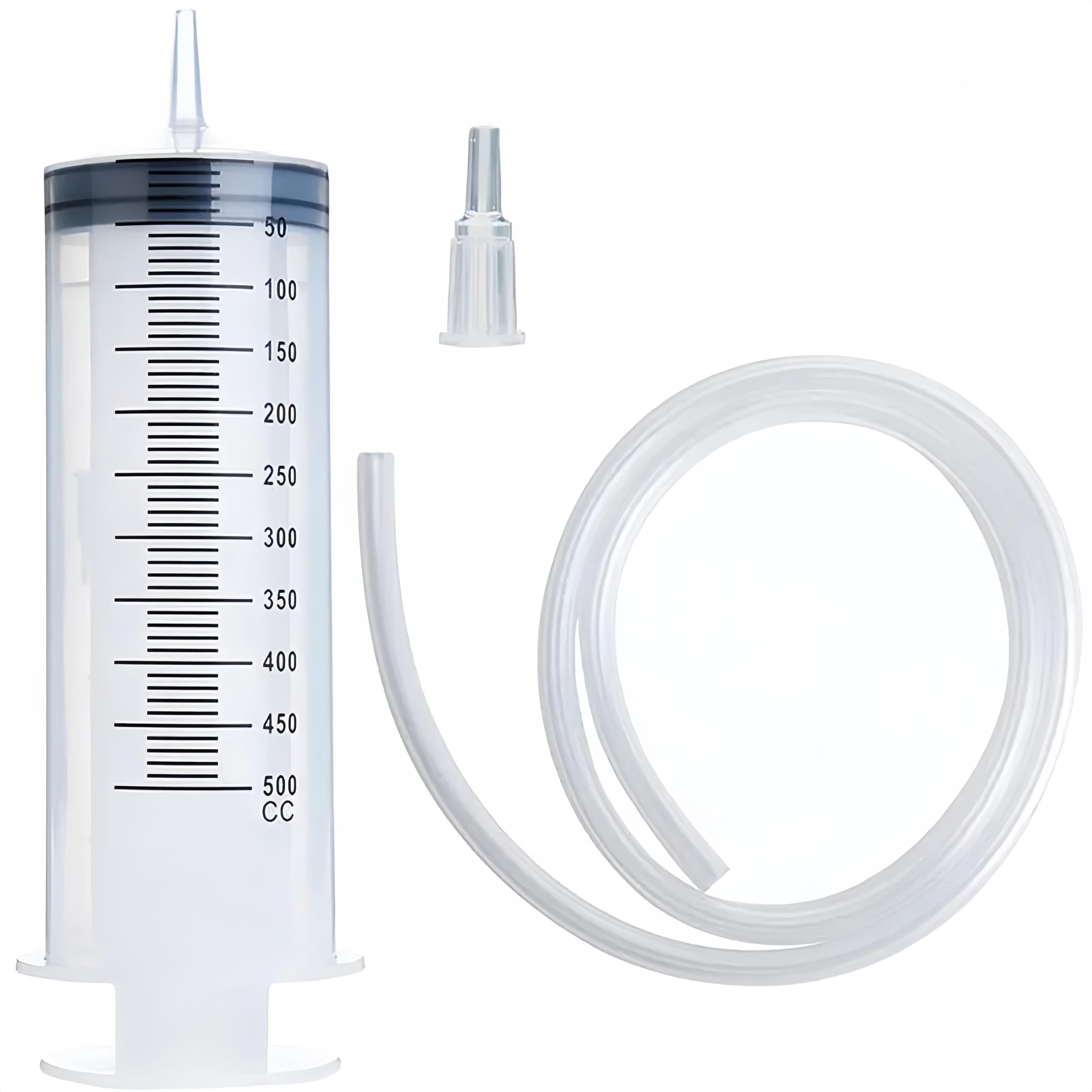 500ml Large Syringe with Tube Sterile and Individual Sealed Plastic Garden Syringe for Liquid Paint Epoxy Resin Oil Watering Plants Refilling