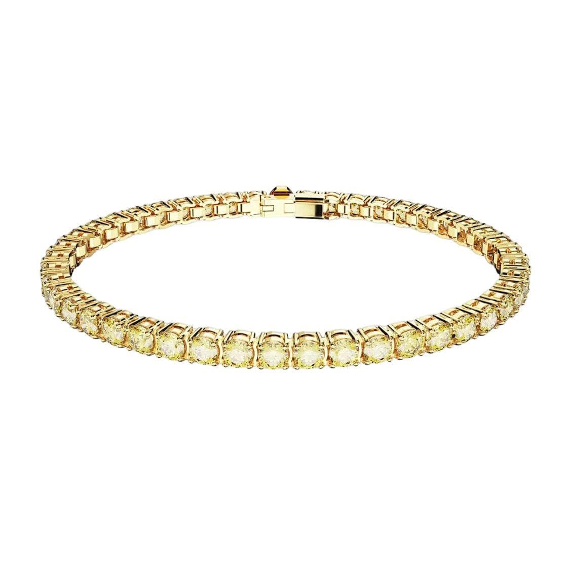 Swarovski Matrix Tennis Round Cut Yellow Crystal Cubic Zirconia Bracelet Women bracelet Gold 5648933 M