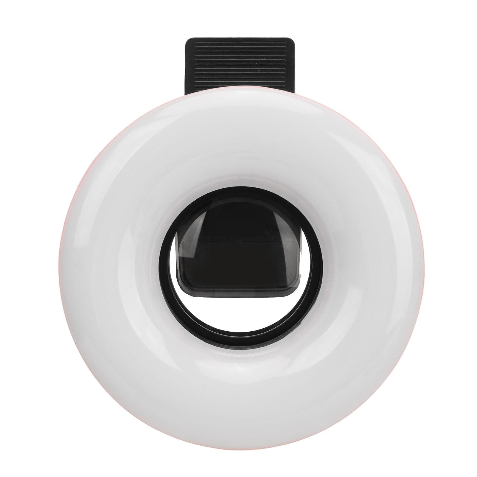 Macro Lens with Mini Clip Ring Light 15X Zoom 3000K‑6500K 5 Adjustable Brightness for Phone pink
