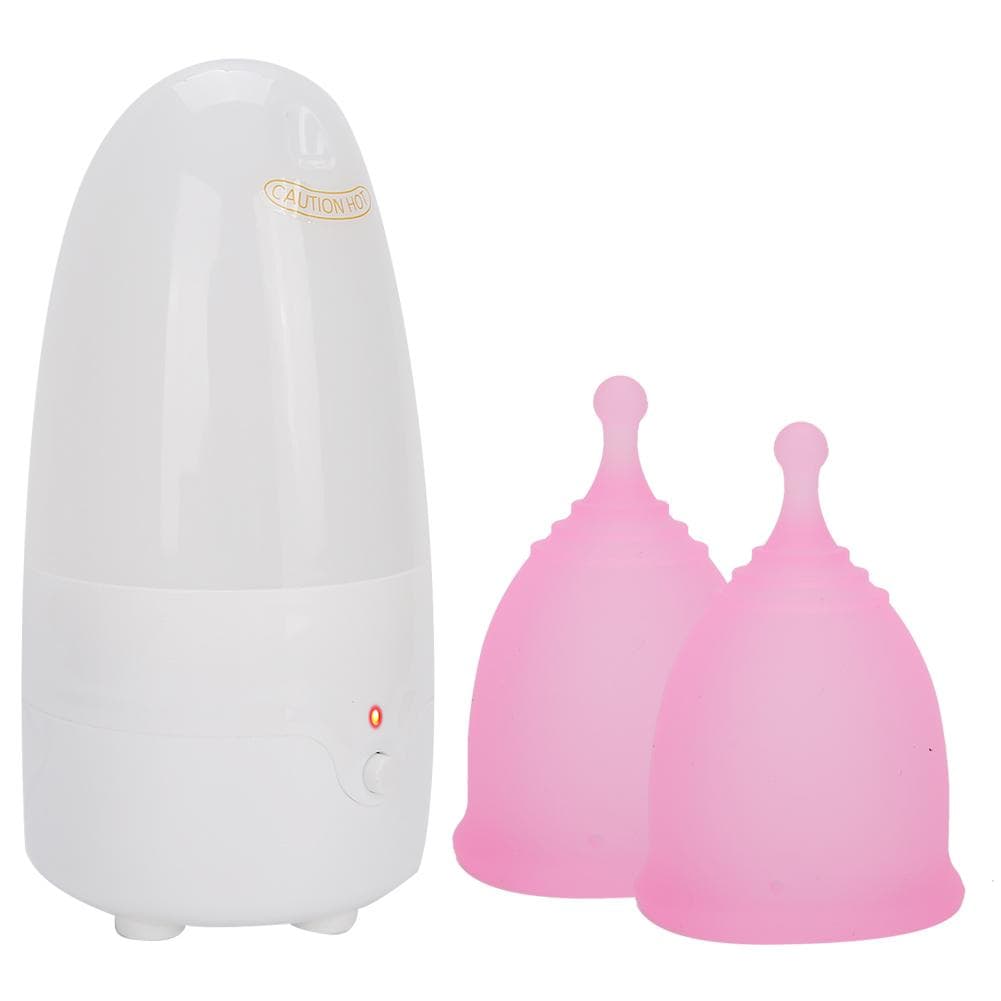 Silicone Menstrual Cup Feminine Lady Women Folding Menstrual Cup with Cleaner Pink(1pc S 1pc L ) US Plug