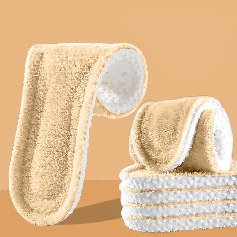 Winter Self-heating Insoles Women Men Thicken Thermal Plush Shoe Pads Unisex Sports Boots Cashmere Inserts Padding 35-36/2PCS beige