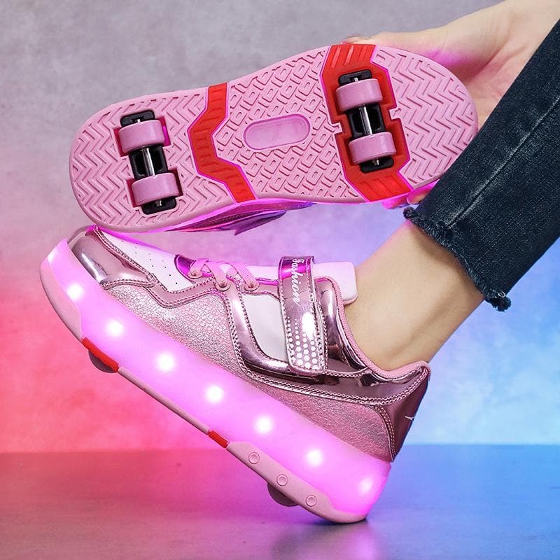 Children's Runaway Shoes Student Roller Skates Girls' Runaway Shoes Double Wheel Deformation Boys' Skating Roller Shoes Cross-border 40