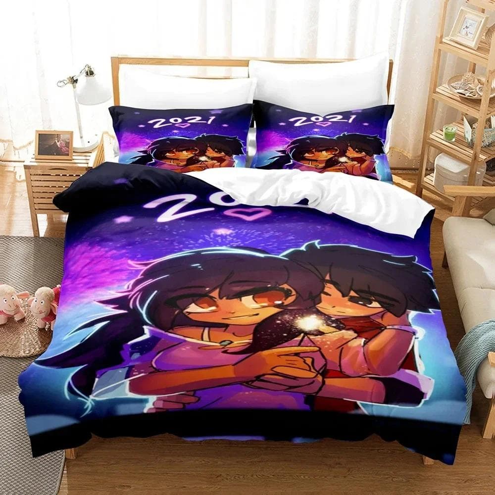 Cartoon Kawaii Aphmaus Bedding Set Boys Girls Twin Queen Size Duvet Cover Pillowcase Bed Kids Adult Fashion Home Textile 70x133cm 2pcs
