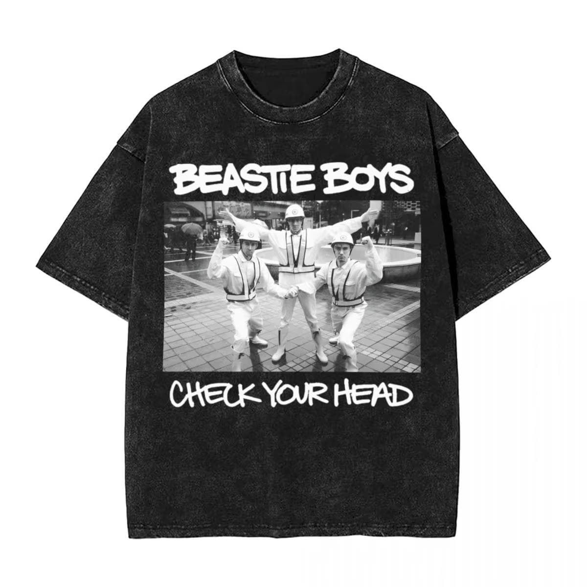 Vintage Camiseta Men's Women Beastie Boys Washed T-Shirt American Group Harajuku Short Sleeve Tee Streetwear Top XL