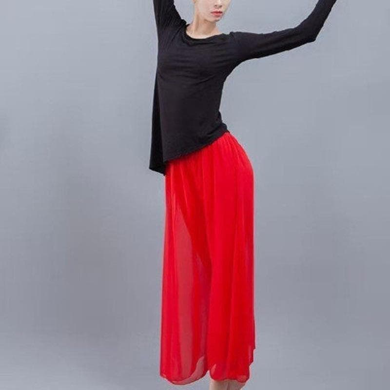 Wide-leg Pants Women's Summer New Elastic Waist Casual Thin Loose and Thin Nine-point Pants Women 2XL red