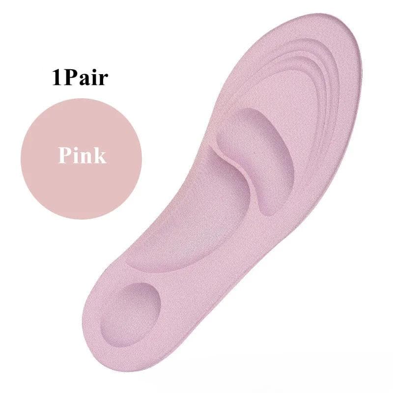 4D Memory Foam Sport Insoles Plantar Fasciitis Arch Support Shoe Inserts Sneakers Cushioning Anti-slip Template Insole Men Women pink