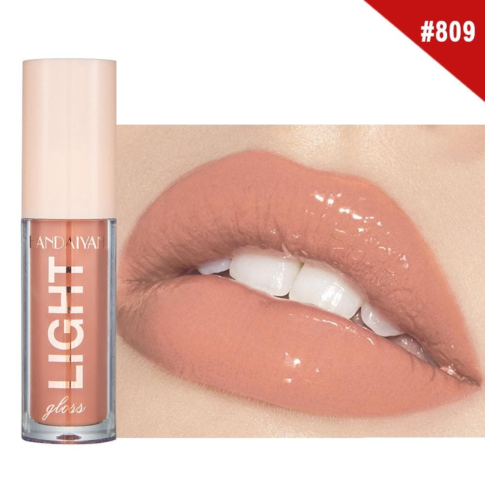 Mirror Glossy Water Gloss Liquid Lip Glaze Lacquered Glass Lip Gloss 12 Colors Oily Moisturizing Pearlescent Lip Gloss for Plump Lips 809